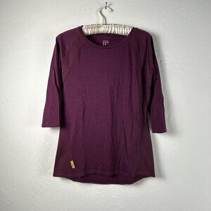 Findra Womens Size X-Small Purple Crew Neck Long Sleeves Merino Blend Shirt Top
